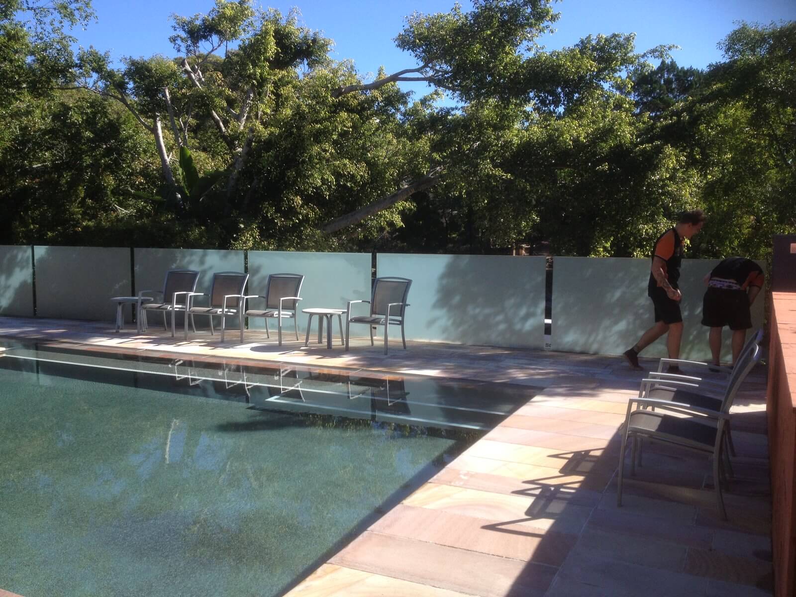 After. Hospitality pool glass privacy frost by Local Guys